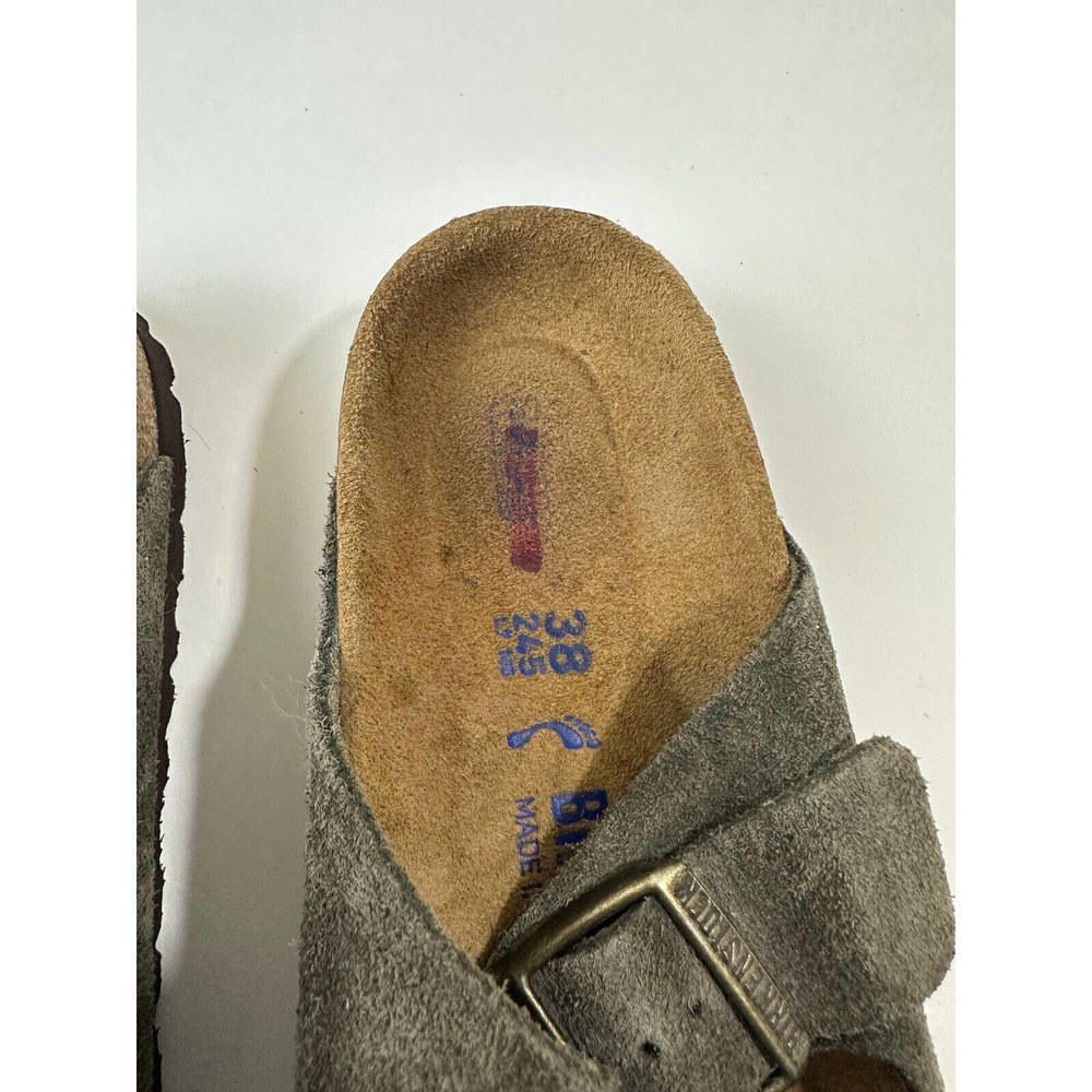 Birkenstock Double Strap Suede Sandals Sage Green Slides Size 38 Women's US 7 - Picture 3 of 11